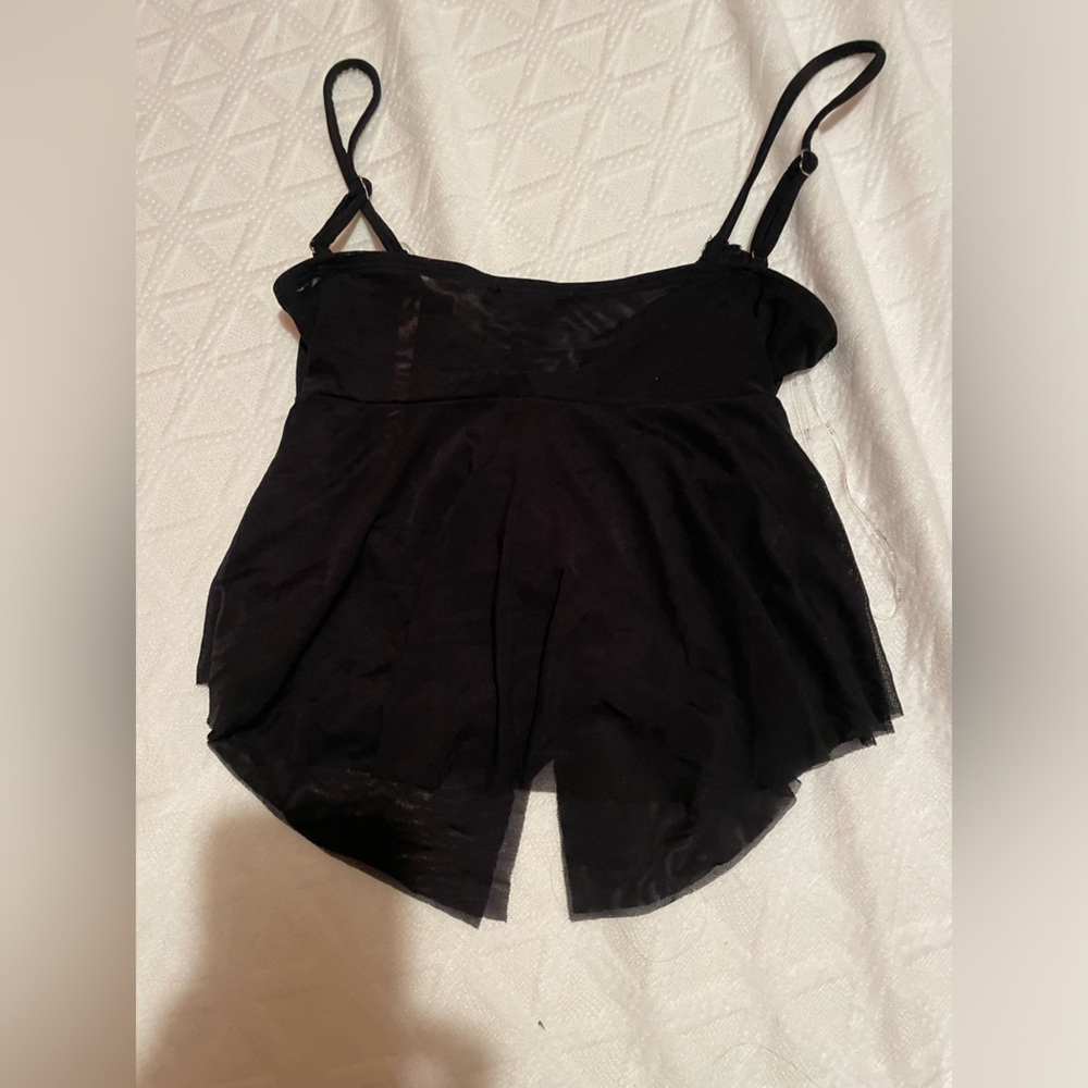 Black sheer crop top tank